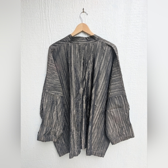 Vintage Eskandar Neiman Marcus Silk Blend Crinkle Cropped Duster Size 0 - Picture 9 of 13